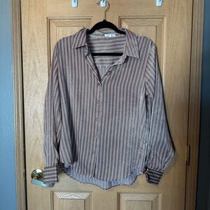 Women’s Brown and White Striped Shirt